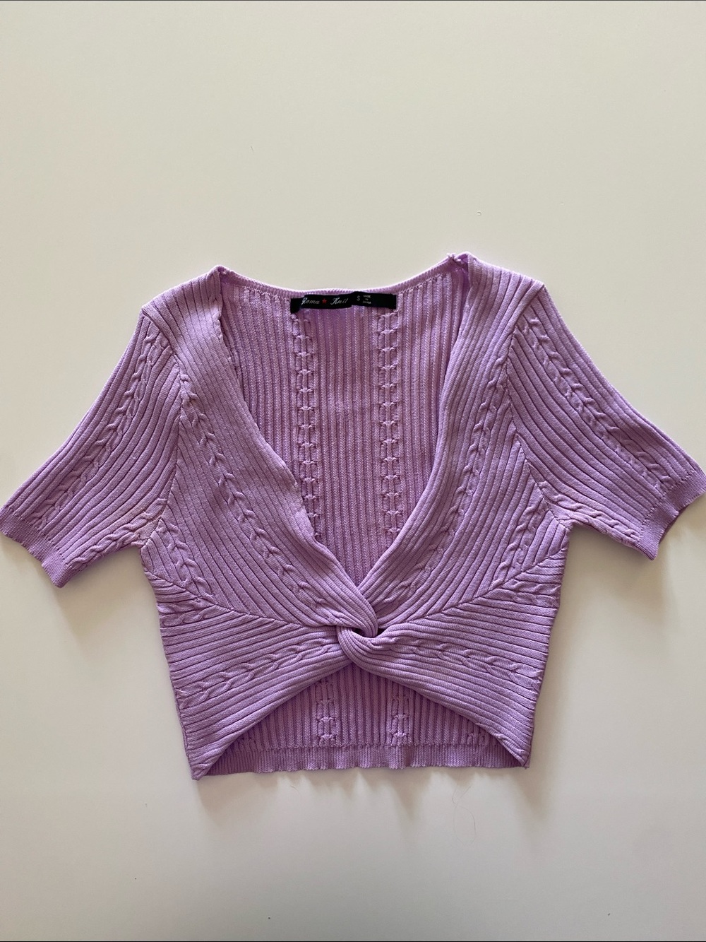 Roma Knit Lilac Cableknit Cropped Sweater | Size S